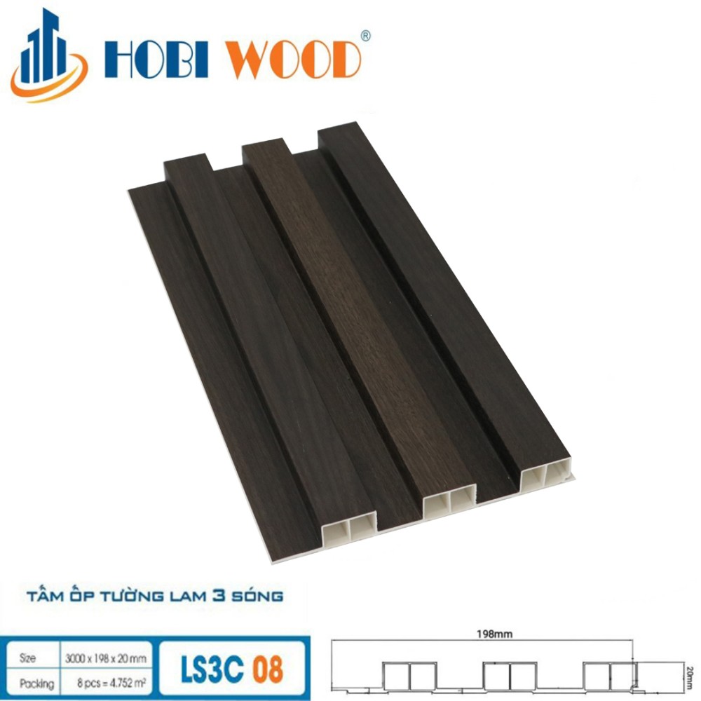 Tấm ốp lam sóng Hobi Wood LS3C08