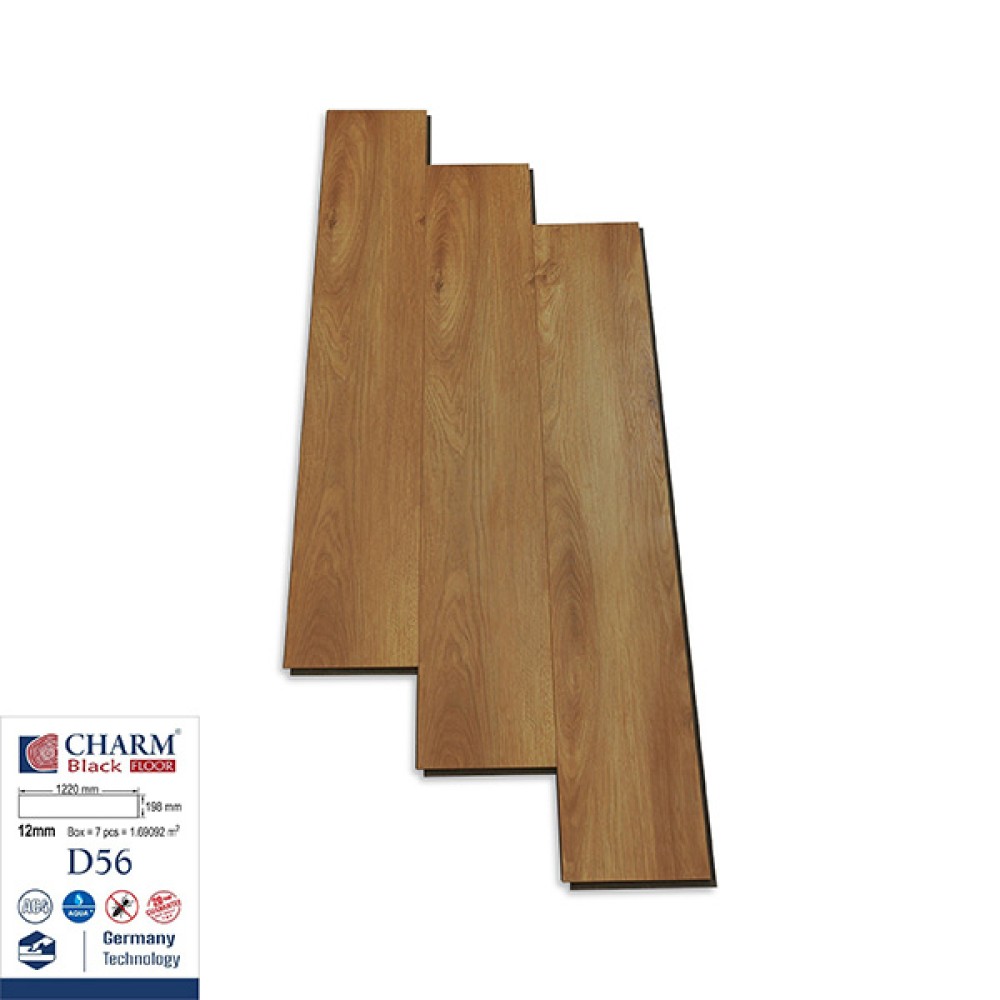 Sàn Gỗ Công Nghiệp Charm Wood Cốt Đen D56 12mm